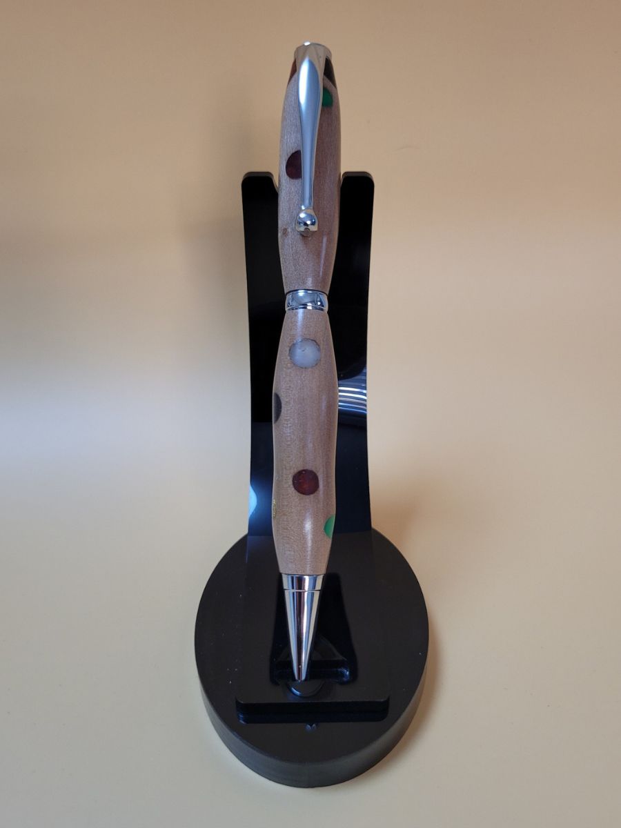 stylo slim original en bois d'alisier et pois de couleur en résine époxy