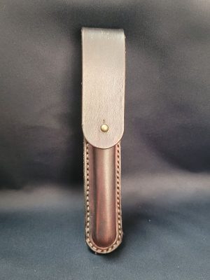étui de protection stylo en cuir artisanal marron