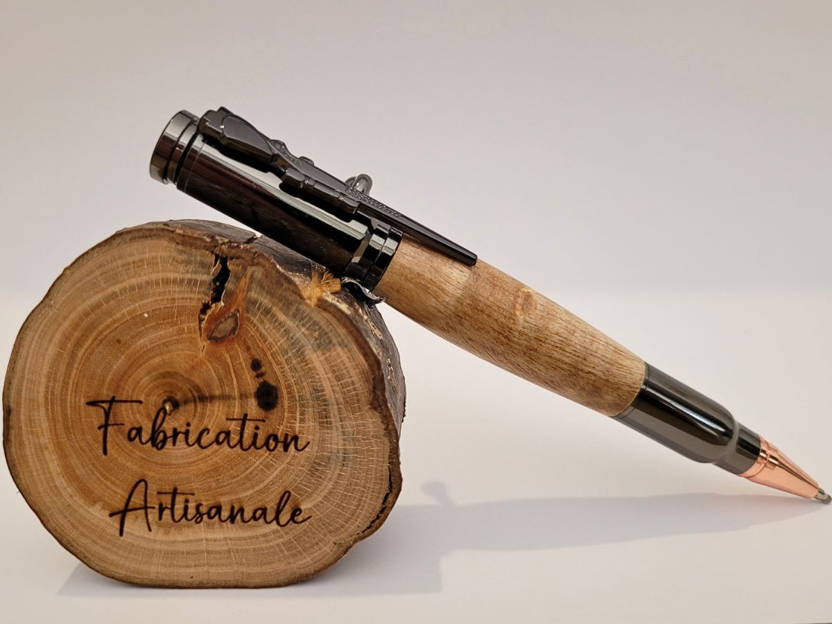 stylo en bouleau noir et cuivre culasse de chargement de mine parker g1