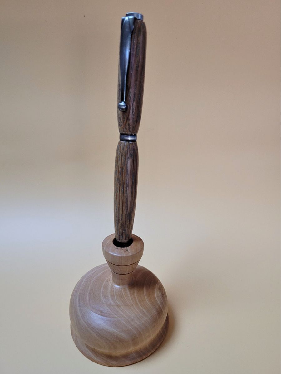 stylo slim en chêne et finition bronze artisanal