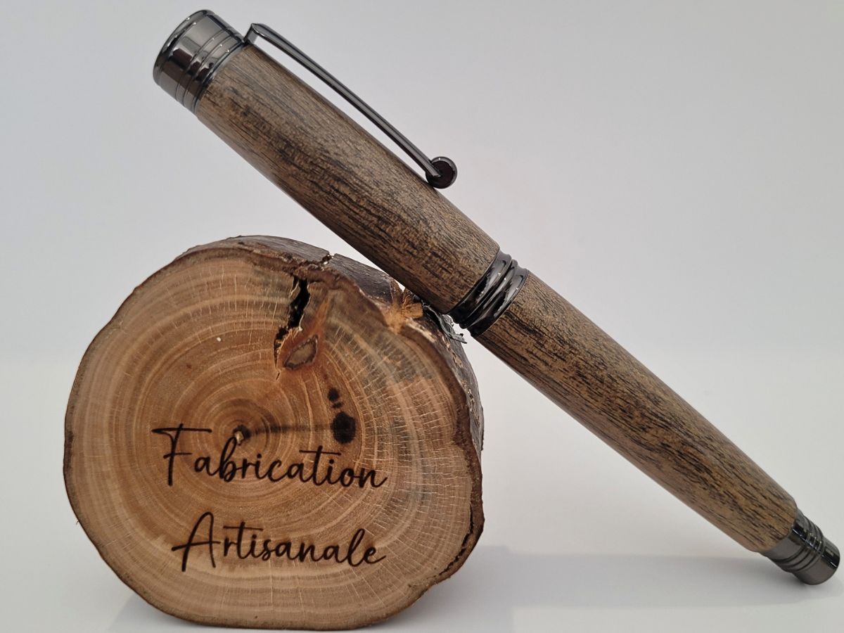Stylo plume en chêne placage noir – Image 4
