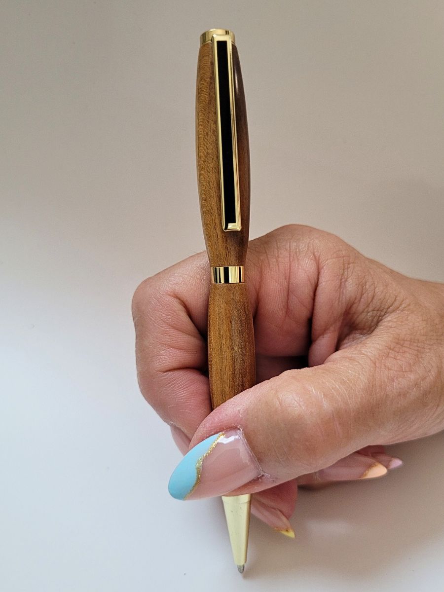 stylo slim en hêtre noir et or cartouche type cross c1